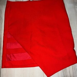 Red pencil skirt with three slits in front! Super cute for the holidays!
